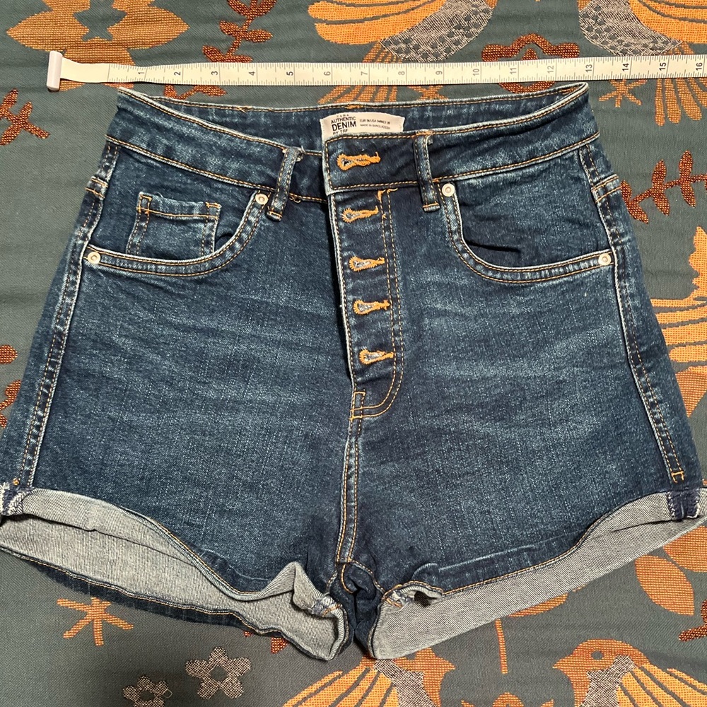 Zara Blue High Waist Denim Shorts